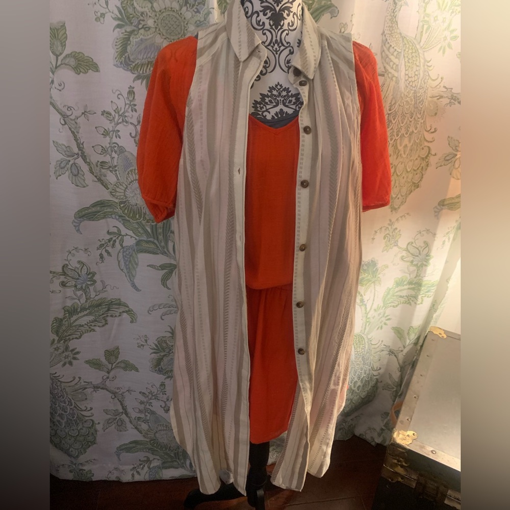 Women’s Anthropologie small cotton long blouse EUC